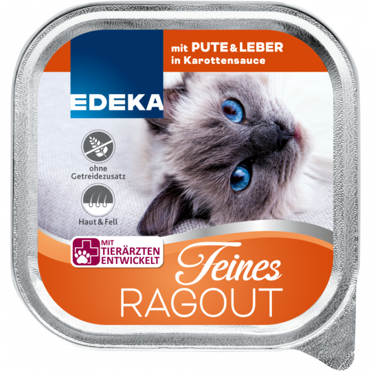 EDEKA Feines Ragout mit Pute & Leber in Karottensauce 100 g 