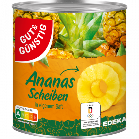 GUT&GÜNSTIG Ananas ganze Scheiben 565 g 