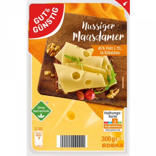 GUT&GÜNSTIG Maasdamer in Scheiben 45% Fett  i. Tr. 300 g 