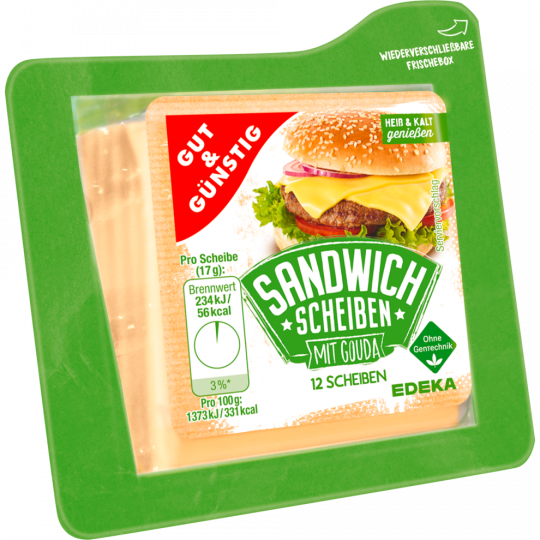 GUT&GÜNSTIG Sandwichscheiben Gouda 45% Fett i. Tr. 200 g 