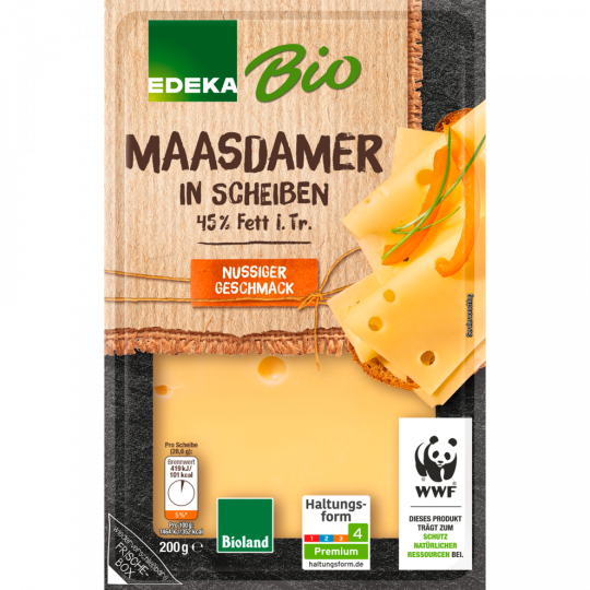 EDEKA Bio Maasdamer in Scheiben 45% Fett i. Tr. 200 g 