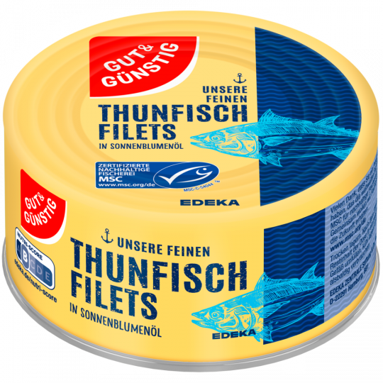 GUT&GÜNSTIG Thunfischfilets in Sonnenblumenöl 195 g 