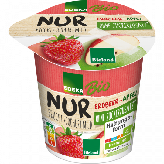 EDEKA Bio Fruchtjoghurt 3,8% Fett ohne Zuckerzusatz Erdbeer-Apfel 150 g 
