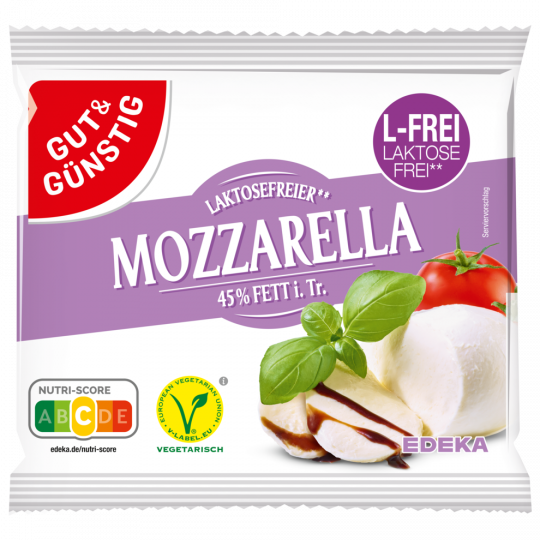 GUT&GÜNSTIG Laktosefreier Mozzarella 45% Fett i. Tr. 125 g 