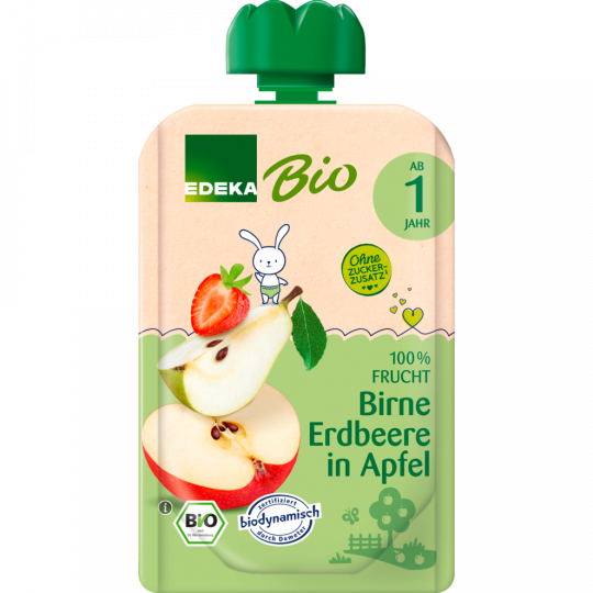 EDEKA Bio Quetschi Birne Erdbeere in Apfel 100 g 
