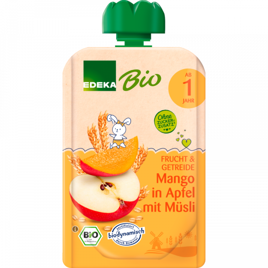 EDEKA Bio Quetschi Mango in Apfel mit Müsli 100 g 