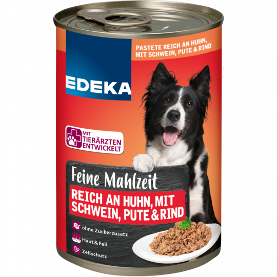 EDEKA Feine Mahlzeit  Reich an Huhn, mit Schwein, Pute & Rind 400 g 