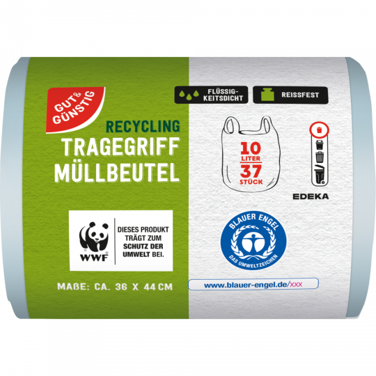 GUT&GÜNSTIG Recycling-Tragegriff Müllbeutel 10 L 37 Stück 
