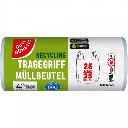 GUT&GÜNSTIG Recycling-Tragegriff Müllbeutel 25 L 25 Stück 