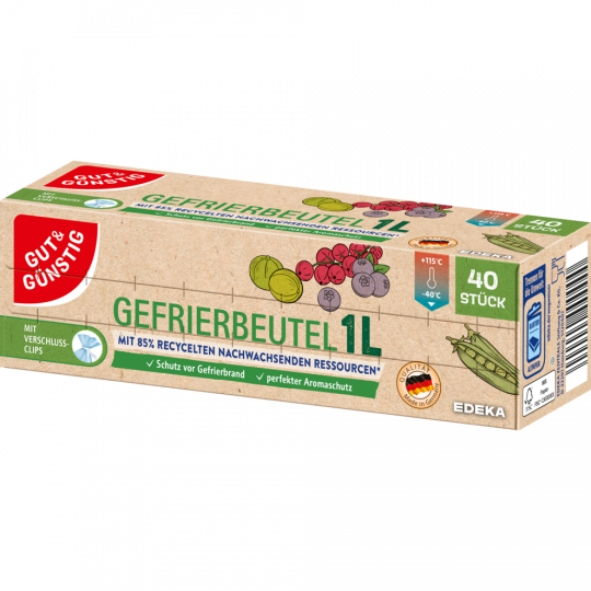 GUT&GÜNSTIG Gefrierbeutel (Recycl. Ress.) 1 Liter 40 Stück 