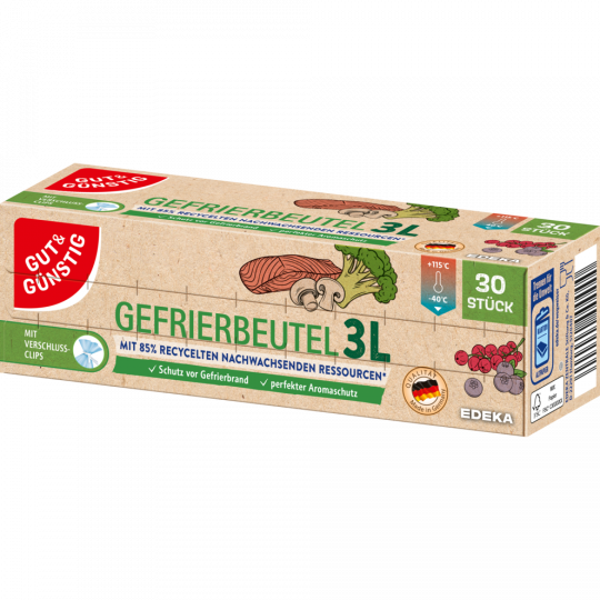 GUT&GÜNSTIG Gefrierbeutel (Recycl. Ress.) 3 Liter 30 Stück 
