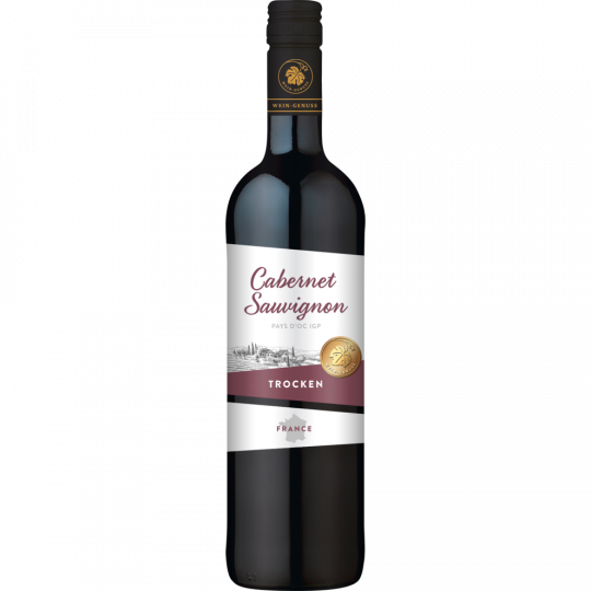 Wein-Genuss Cabernet Sauvignon Qualitätswein Pays D´OC IGP rot 0,75 L 