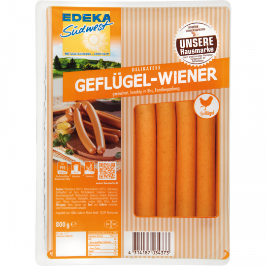 EDEKA Südwest Delikatess Geflügel-Wiener 800 g 
