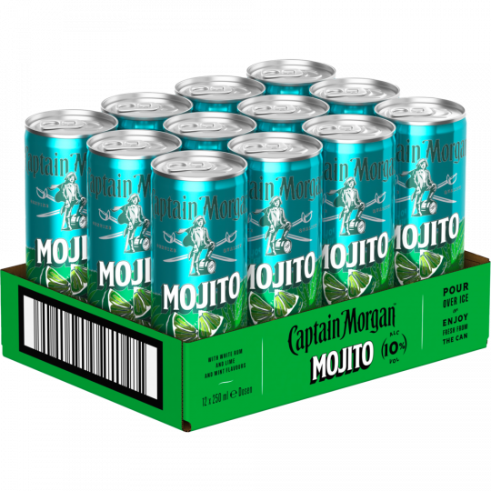 Captain Morgan White Mojito 10 % vol. - Tray 12 x 0,25 l 