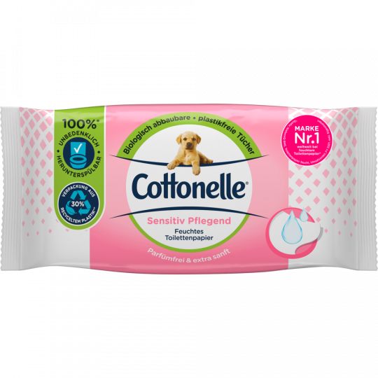 Cottonelle Feuchtes Toilettenpapier Sensitiv Pflegend Extra sanft & parfümfrei 42 Stück 