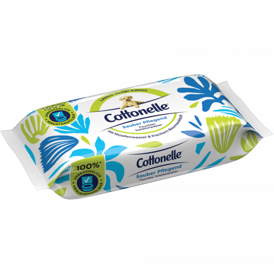 Cottonelle Feuchtes Toilettenpapier Sauber Pflegend mit Mizellenwasser&Baumwollduft 42 Blatt 