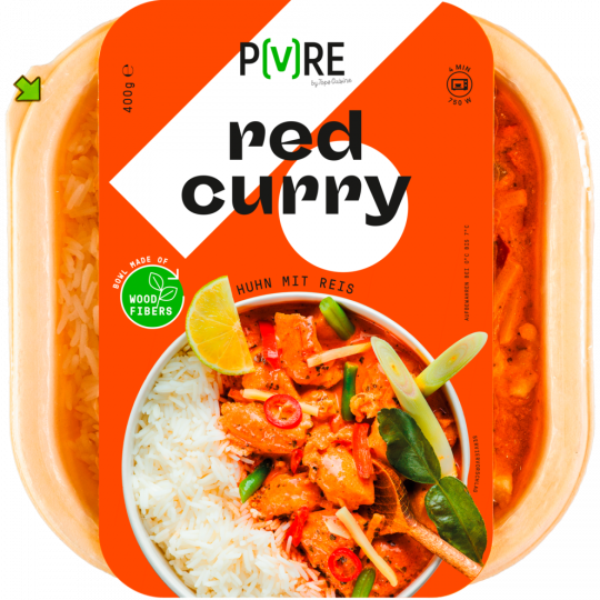 Pure Hähnchen Roten Curry mit Reis 400 g 
