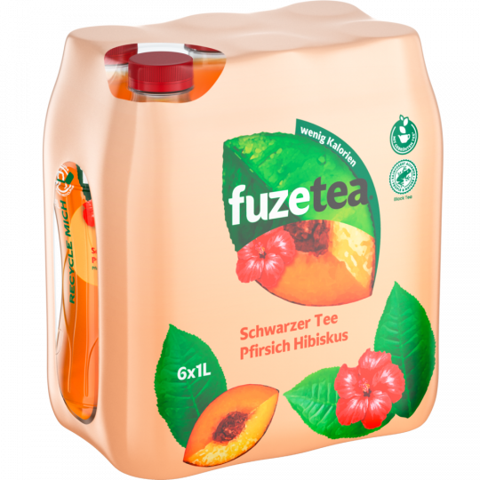 fuze tea Schwarzer Tee Pfirsich Hibiskus - 6-Pack 6 x 1 l 