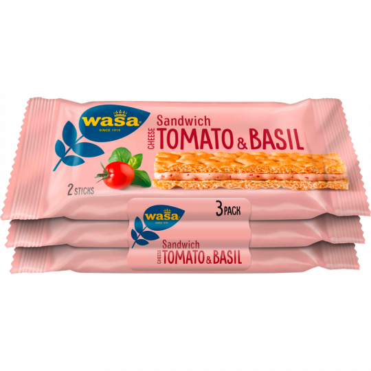 Wasa Sandwich Cheese, Tomato & Basil - 3-Pack 120 g 