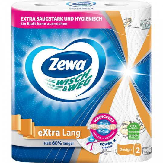 Zewa Wisch & Weg Extra Lang Design 2 x 72 Blatt 