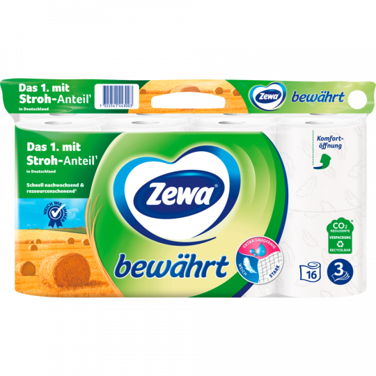 Zewa Bewährt Toilettenpapier weiß 3-lagig 16 x 150 Blatt 
