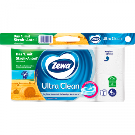 Zewa Ultra Clean Toilettenpapier 4-lagig 8 x 135 Blatt 
