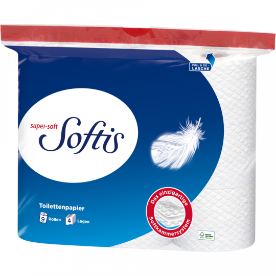 Softis Toilettenpapier 4-lagig 9 x100 Blatt 