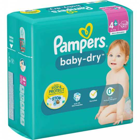Pampers Baby-Dry Maxi Plus Windeln Gr.4+ 10-15kg Single Pack 27 Stück 