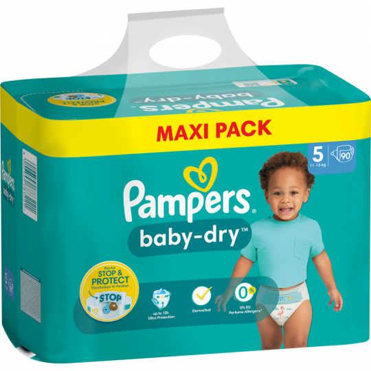 Pampers Baby-Dry Windeln Gr.5 Junior 11-16kg Maxi Pack 90 Stück 