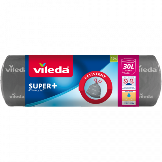 Vileda Super+ Müllbeutel mit Zugband 30 l 15 Stück 