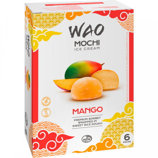 WAO Mochi Ice Cream Mango 6 x 36 ml 