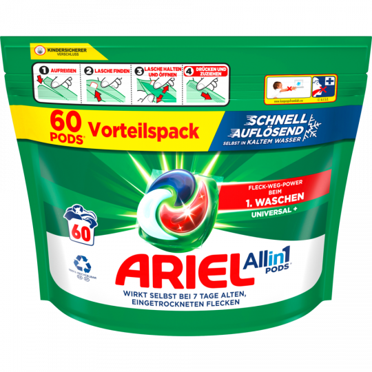 Ariel All in 1 Pods Universal Vollwaschmittel 60 Waschladungen 