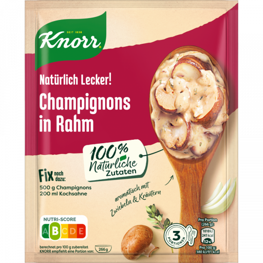 Knorr Natürlich Lecker! Champignon in Rahm für 3 Portionen 