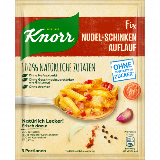 Knorr Natürlich Lecker! Nudel-Schinken Auflauf für 3 Portionen 