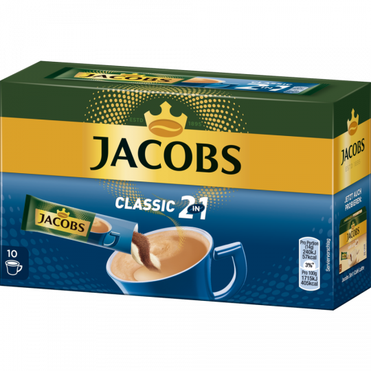 Jacobs Instantkaffee 2 in 1 Classic 10 Stück 
