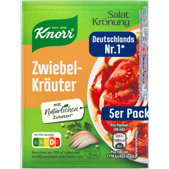 Knorr Salatkrönung Zwiebel-Kräuter für 5 x 90 ml 
