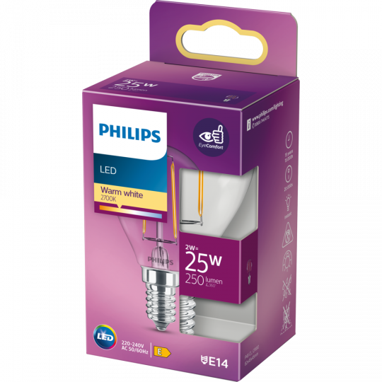 Philips LED Tropfen Classic E14 warmweiß 25W 